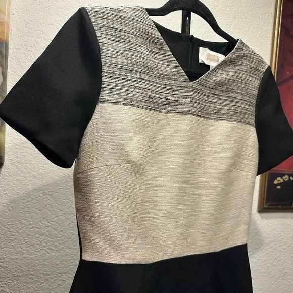 BOSS by Hugo Boss Dapena V-Neck Colorblock Black Sheath Dress Size 4 - Picture 5 of 14